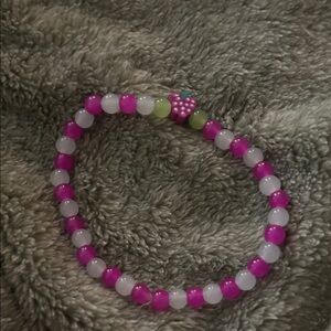Hand made Vibrant Pink and White Beaded Bracelet